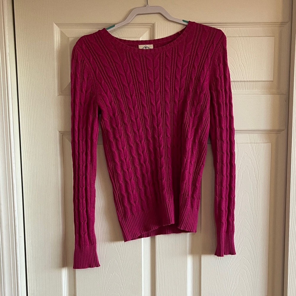 Women's Cable Knit Sweater Hot Pink